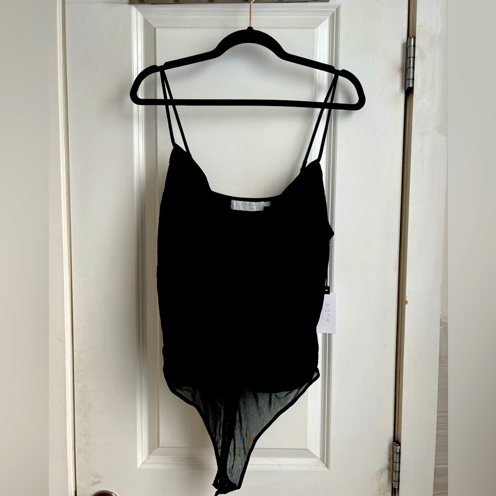 ASTR - L - Cowl Neck Spaghetti Strap Bodysuit